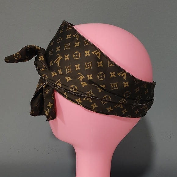 Designer  Brown Hair Tie Headscarf - Picture 4 of 8